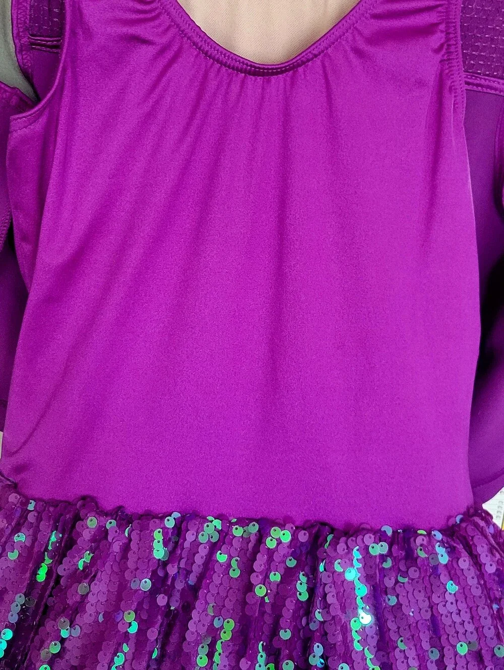Kids Purple Sequin Costume with  Hair Bow